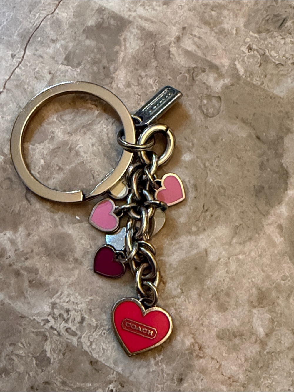 Coach Pink Multi-Heart Charm Key Ring HTF Y2K - Picture 3 of 10
